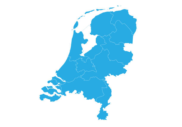 bildbanksillustrationer, clip art samt tecknat material och ikoner med hög detaljerad vektor karta - nederländerna