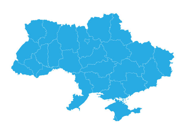yüksek detaylı vektör harita - ukraine stock illustrations