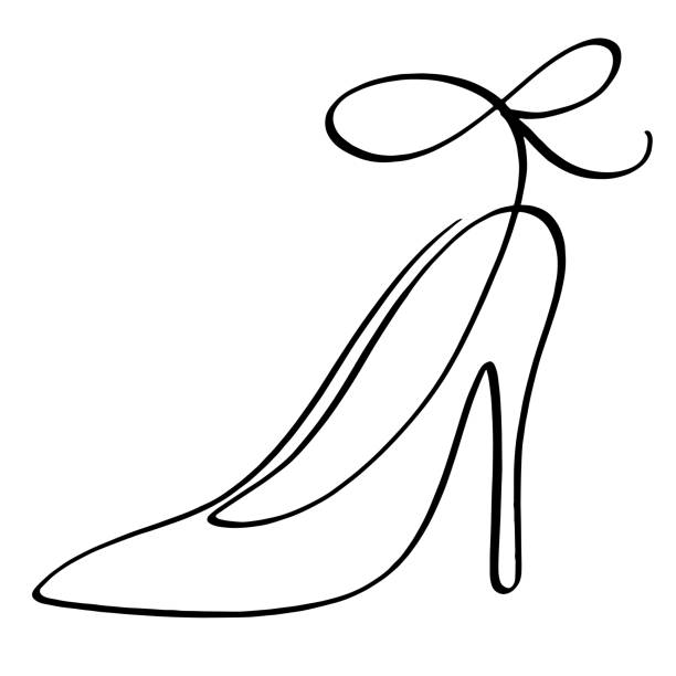 high heel shoe mono line abstract drawing vector illustration vector art illustration