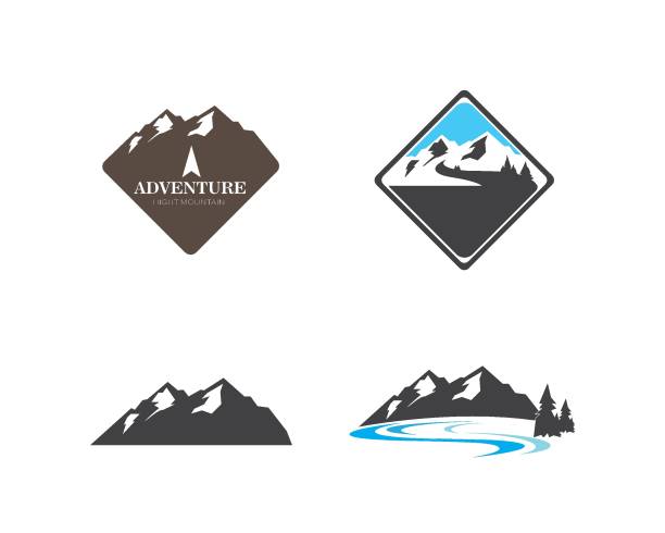 High Mountain icon Logo of adventure  Template High Mountain icon Logo of adventure  Template Vector river stock illustrations