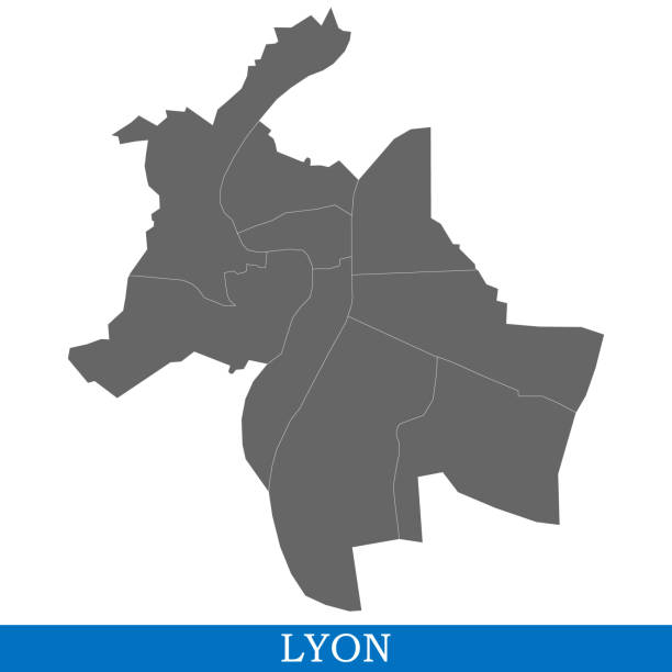 wysokiej jakości mapa miasta francji - lyon stock illustrations