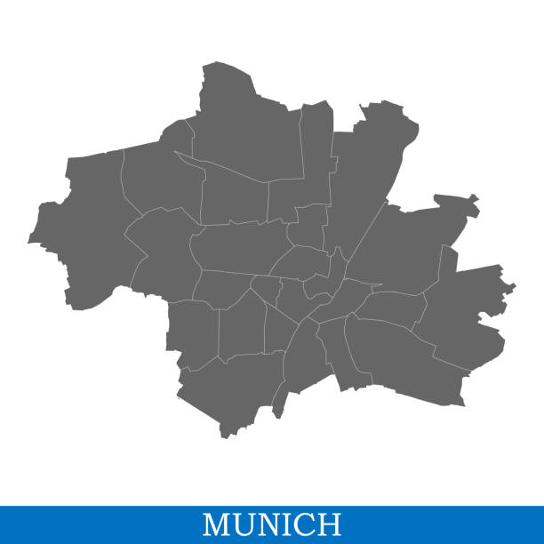 높은 품질 독일의 도시 지도 - 뮌헨 stock illustrations