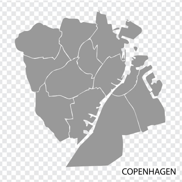 코펜하겐의 높은 품질지도는 지역의 국경과 덴마크의 도시입니다. 웹 사이트 디자인, 앱, ui용 코펜하겐지도. eps10. - copenhagen stock illustrations