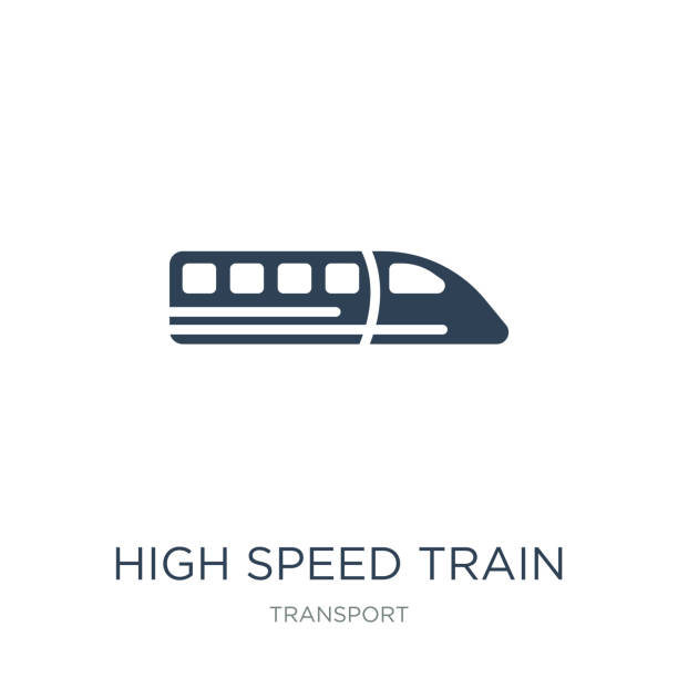 ilustrações, clipart, desenhos animados e ícones de vector ícone trem de alta velocidade, sobre fundo branco, na moda de trem de alta velocidade cheia de ícones da coleção de transporte, ilustração de vetor de trem de alta velocidade - trem
