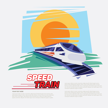 high speed train with sunset background - vector