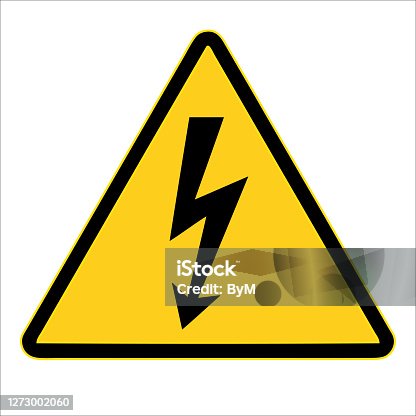istock High voltage sign. warning sign, electrical hazard sign. Vector illustration. on white background 1273002060