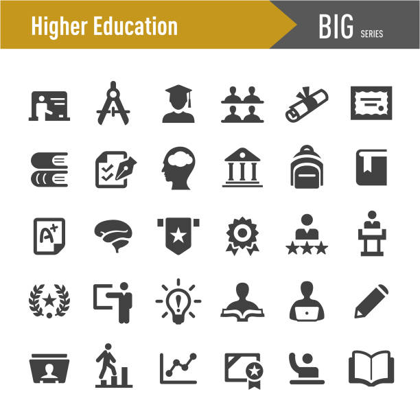 hochschul-ikonen - große serie - student stock-grafiken, -clipart, -cartoons und -symbole