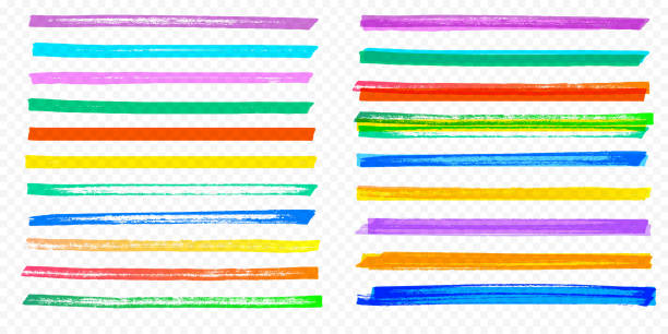 ハイライト ブラシ ストローク設定ベクトル カラー マーカーのペンの線透明な背景 - マーカー点のイラスト素材／クリップアート素材／マンガ素材／アイコン素材