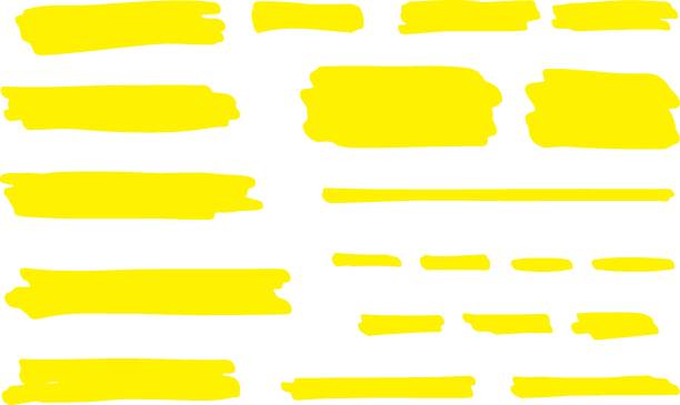 マーカー ラインを強調表示します。黄色の手描きカラー グラフィック図形、ブラシ ペン下線ストロークベクトルの永久的なマーカー - マーカー点のイラスト素材／クリップアート素材／マンガ素材／アイコン素材