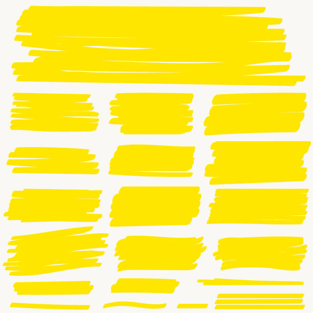 Highlight Marker yellow line, color stroke, brush pen hand drawn underline. Vector vector art illustration