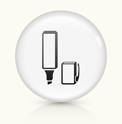 Highlighter icon on white round vector button