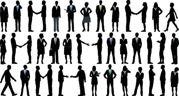 Highly Detailed Business People Highly detailed business people. business silhouettes stock illustrations