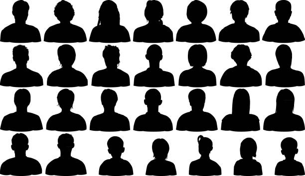 Highly Detailed Head Silhouettes vector art illustration