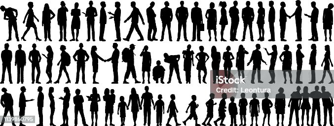 istock Highly Detailed People Silhouettes 1139860795