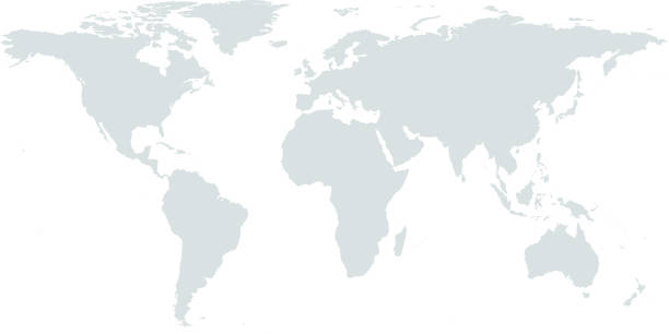 高度詳細的世界地圖向量輪廓圖褪色灰色背景 - 國境 插圖 幅插畫檔、美工圖案、卡通及圖標