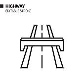 istock Highway Line Icon, Outline Vector Symbol Illustration. Pixel Perfect, Editable Stroke. 1190438838