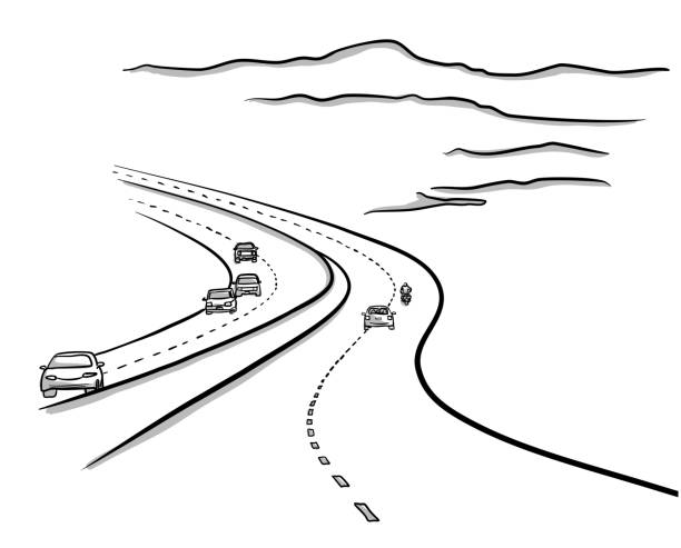 Highways To No Where A winding highway reaching into the horizon. road drawings stock illustrations