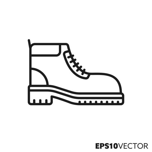 Hiking boot vector line icon vector art illustration