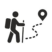 istock Hiking icon. Walking. Public footpath. Trail. 1296186378