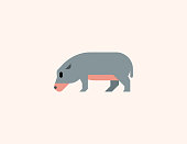Hippopotamus vector icon. Isolated Hippo animal flat colored symbol