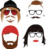 Vector illustration of hipster faces.