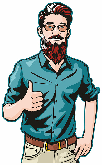 Hipster Gives Thumbs Up