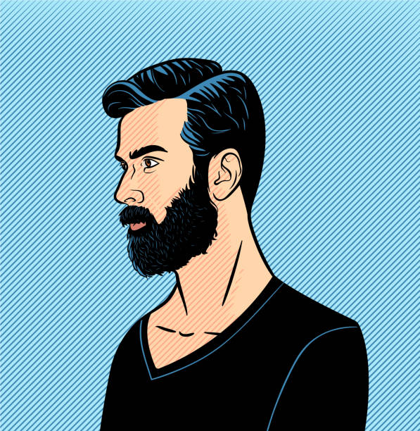 stockillustraties, clipart, cartoons en iconen met hipster man vector halftoon - portrait man