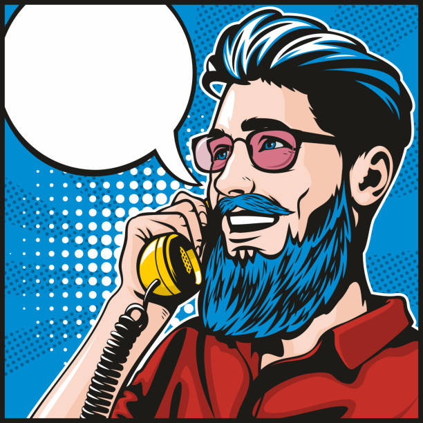 Hipster On The Phone vector art illustration