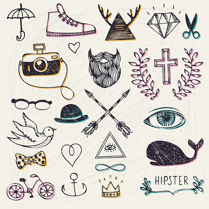 Hipster style hand-drawn elements