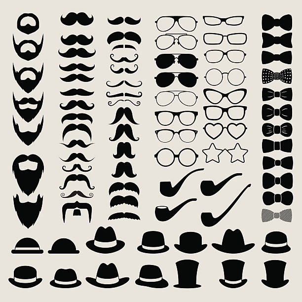 Hipster style infographics elements and icons set for retro desi Hipster style infographics elements and icons set for retro design. Illustration eps10 bow tie stock illustrations