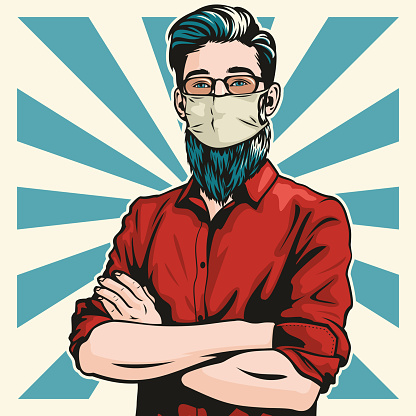 Hipster With Surgical Mask and Arms Folded