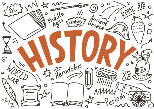 글자와 역사 한다면 - 역사 stock illustrations