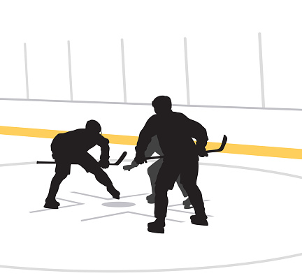 Hockey Players Face Off Vector Silhouette