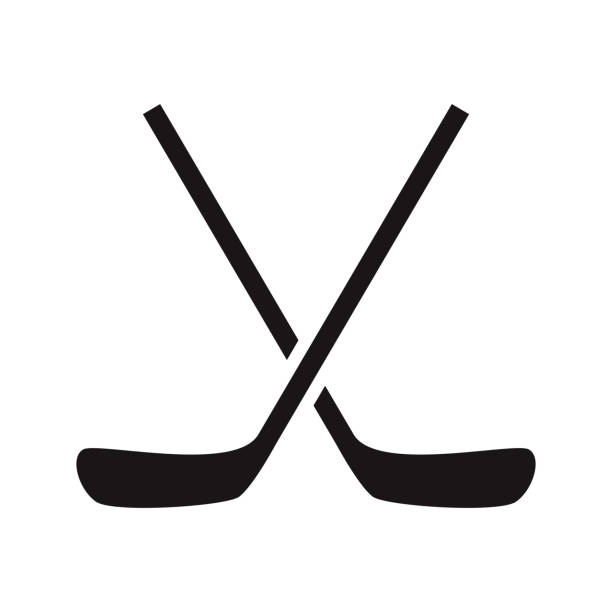 Hockey Sports Glyph Icon A black glyph icon on a transparent background. You can place onto any coloured background (no white box behind icon). File is built in CMYK for optimal printing with a 100% black fill. hockey stick stock illustrations
