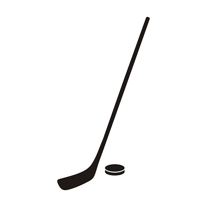 Hockey Stick and Puck Monochrome Icon