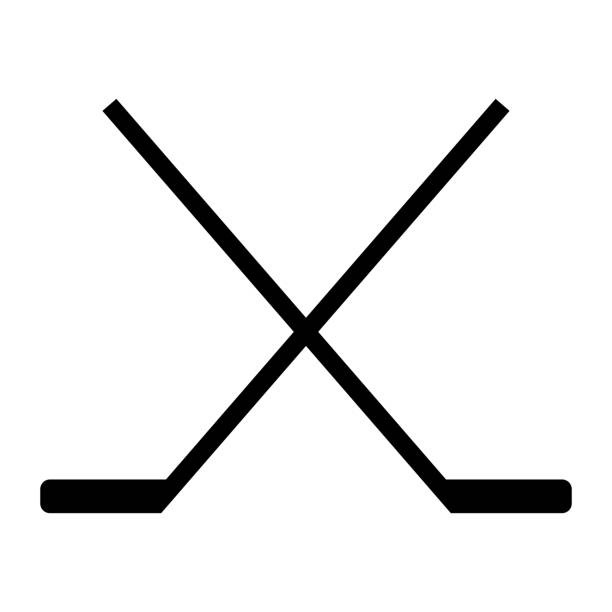 CLASSIC DESIGN Crossed Hockey Sticks With Puck Lapel Pin 