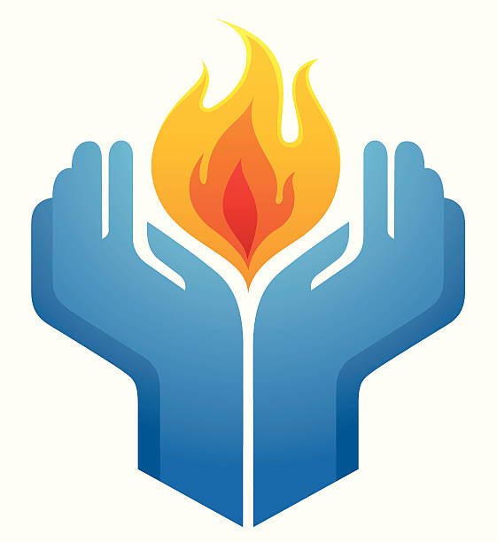 Holding a flame vector art illustration