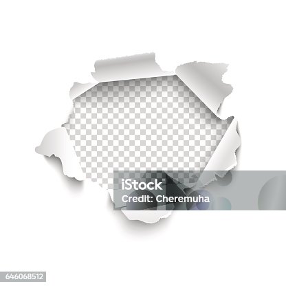 istock Hole in white paper. Vector torn paper. 646068512