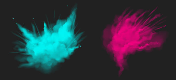 holi farbe pulver farbe explosion realistisch - smoke stock-grafiken, -clipart, -cartoons und -symbole
