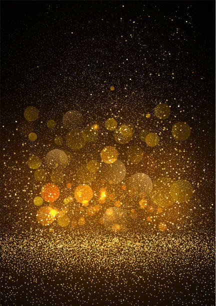 Holiday Abstract shiny color gold design element Holiday Abstract shiny color gold bokeh design element and glitter effect on dark background. For website, greeting, discount voucher, greeting and poster design fireworks background stock illustrations