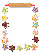Homemade cookies background frame. File is created in CMYK. Cookies can be released from clipping mask (right-click>release mask)