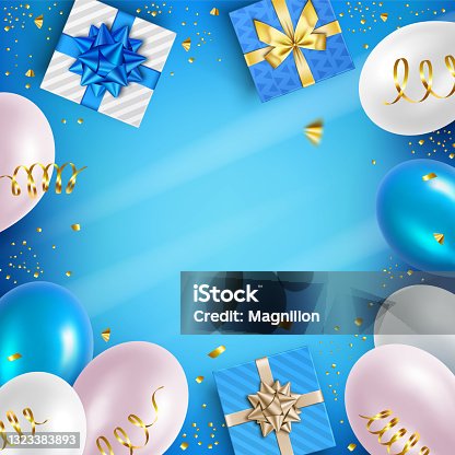 istock Holiday Balloons and Gifts Background 1323383893