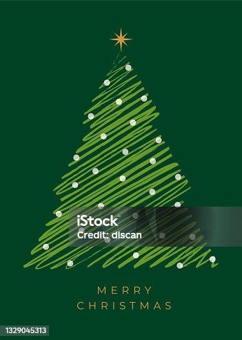 istock Holiday Card with Christmas Trees. 1329045313