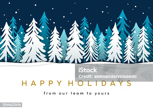 istock Holiday Card with Christmas Trees 1344622414
