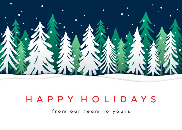 Holiday Card with Christmas Trees vector art illustration
