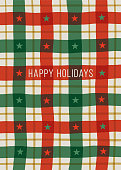 Holiday Greetings Card with Stars and Stripes. - Illustration