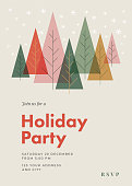istock Holiday Party invitation with Christmas Trees. 1350877642