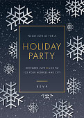 Holiday Party invitation with Snowflake - Illustration