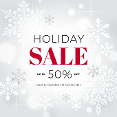 Holiday, winter sale banner with snowflakes.