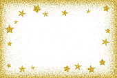 Holidays card template - Gold glitter frame and glitter stars. The eps file is organized into layers for the background, the glitter and the stars.